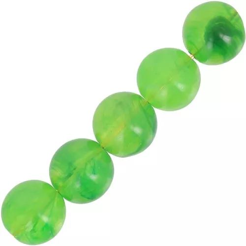 Perle di resina trasparente 6 mm - Verde marmorizzato x20