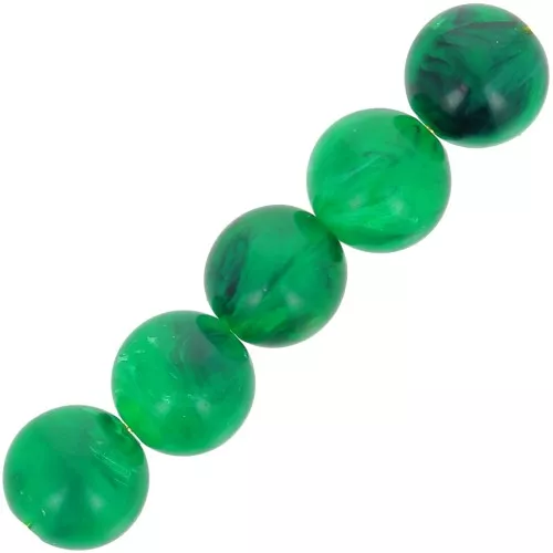 Perline di resina trasparente 6 mm - Verde scuro marmorizzato x20
