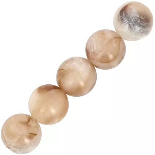 Perla di resina opaque 6 mm - Beige - Marrone marmorizzato x20