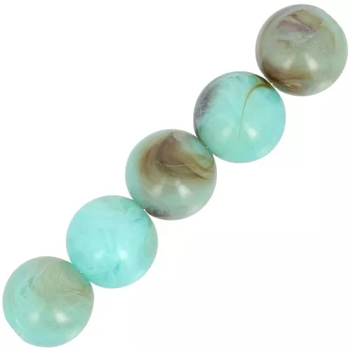 Perline di resina opaca 6 mm - Turchese marmorizzato x20