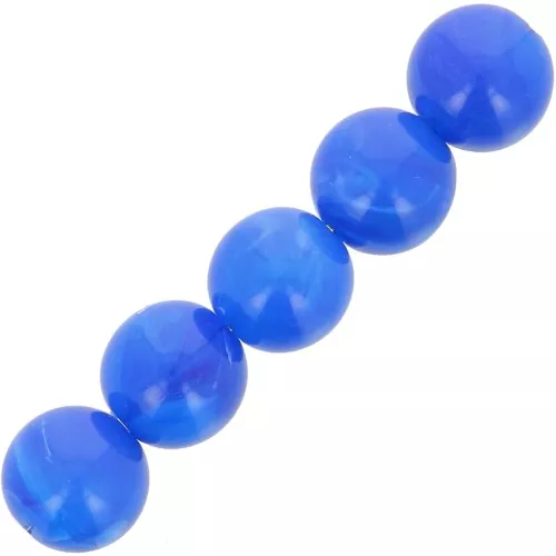Perline di resina opaca 6 mm - Blu reale marmorizzato x20