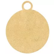 Ciondolo rotondo martellato con diamante 16 mm - Acciaio inox 316L dorato x1