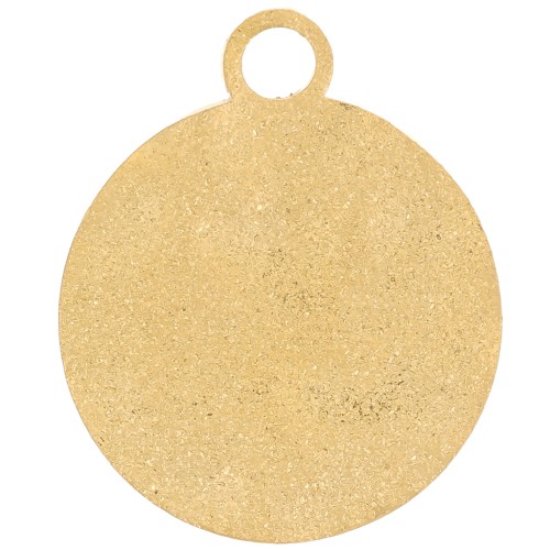 Ciondolo rotondo martellato con diamante 16 mm - Acciaio inox 316L dorato x1