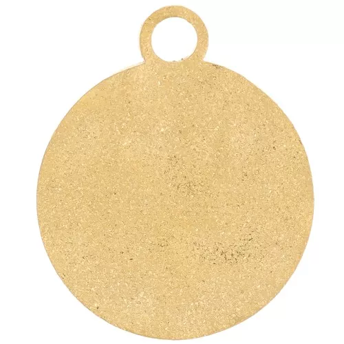 Ciondolo rotondo martellato con diamante 16 mm - Acciaio inox 316L dorato x1