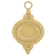 Ciondolo etnico 22x13mm per cabochon 8x6 mm - Acciaio inossidabile 316L dorato x1
