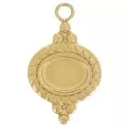 Ciondolo etnico 22x13mm per cabochon 8x6 mm - Acciaio inossidabile 316L dorato x1