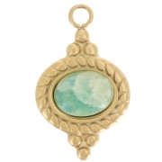 Ciondolo etnico 22x13mm per cabochon 8x6 mm - Acciaio inossidabile 316L dorato x1