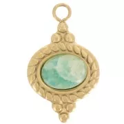 Ciondolo etnico 22x13mm per cabochon 8x6 mm - Acciaio inossidabile 316L dorato x1