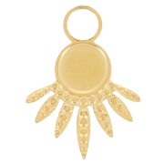 Ciondolo etnico testurizzato 13x10mm per cabochon da 4mm Acciaio inox 316L x1