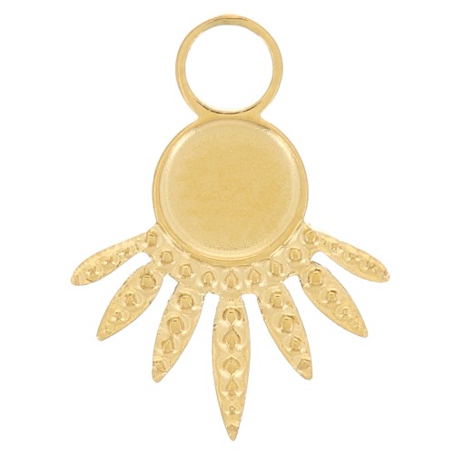 Ciondolo etnico testurizzato 13x10mm per cabochon da 4mm Acciaio inox 316L x1