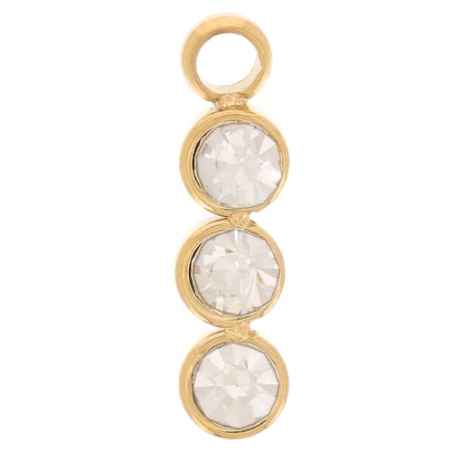 Ciondolo 11x3 mm con 3 ossidi di zirconio - Acciaio inossidabile 304L dorato x1