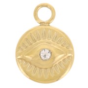 Ciondolo rotondo da 8 mm - occhio - Acciaio inossidabile 316L dorato x1|raw }}