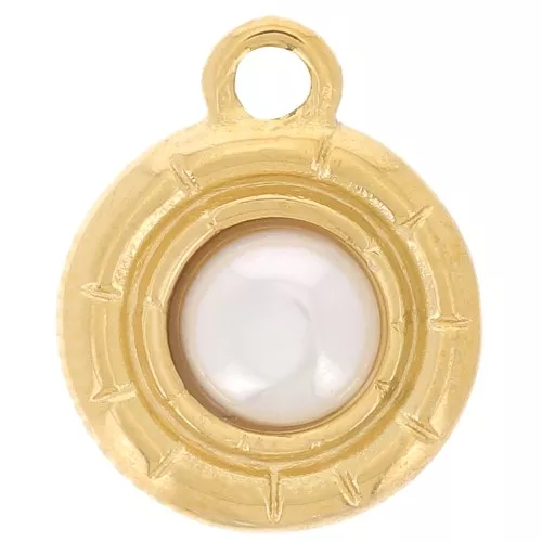 Ciondolo rotondo da 8,5 mm Acciaio inossidabile dorato 316L x1