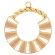 Ciondolo rotondo da 15 mm con resina epossidica Acciaio inox 316L dorato x1|raw }}