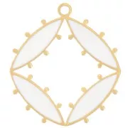 Ciondolo 16x15 mm con resina epossidica - Acciaio ino 316L dorato Bianco