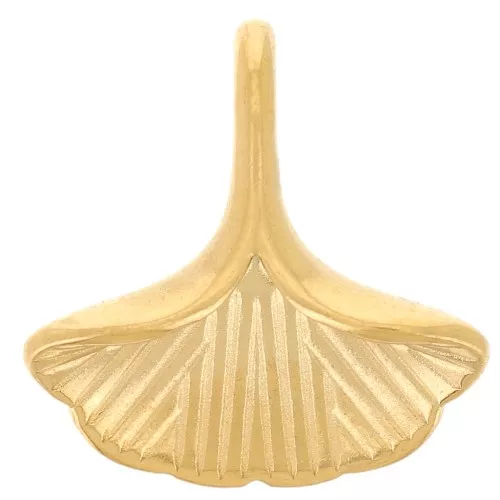 Ciondolo a forma di foglia di Ginkgo 12 mm - Acciaio inossidabile 304L dorato x1