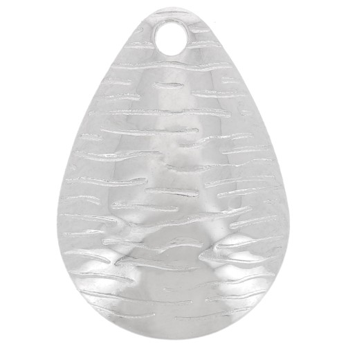 Ciondolo a goccia striata 16x11 mm - Acciaio inossidabile 304L x1