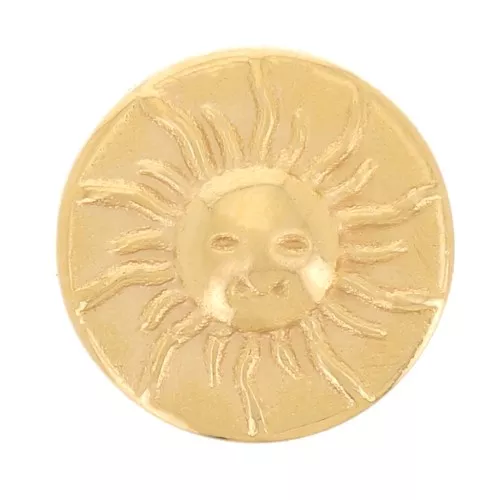 Elemento rotondo da incollare 7,5 mm - motivo Sole - Acciaio inox 304L dorato x1