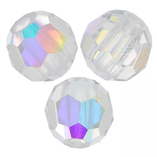 Perline sfaccettate rotonde di cristallo Preciosa 3mm - Crystal AB x20