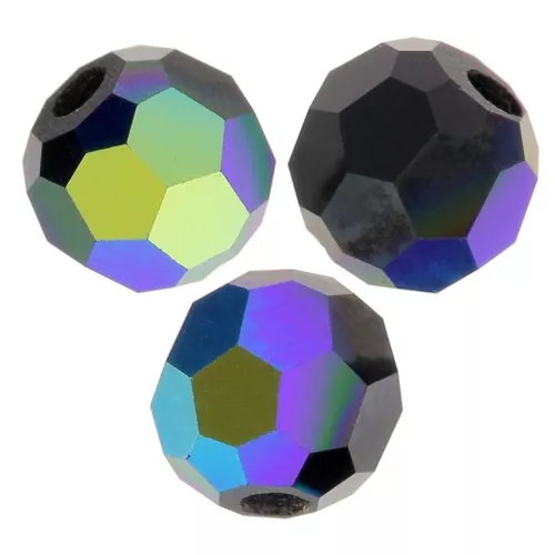 Perline sfaccettate rotonde di cristallo Preciosa 3mm - Jet AB x20