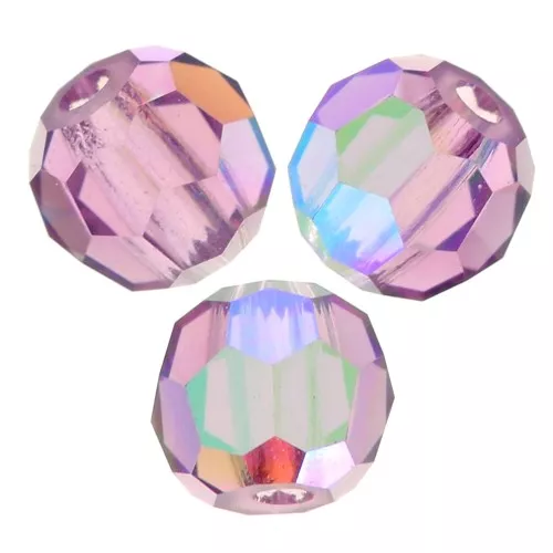 Perline sfaccettate rotonde di cristallo Preciosa 3mm - Amethyst AB x20