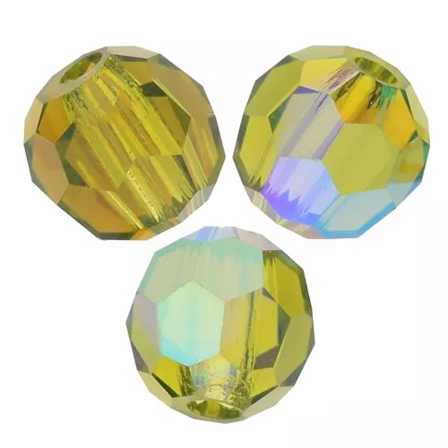 Perline sfaccettate rotonde di cristallo Preciosa 3mm - Olivine AB x20