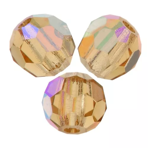 Perline sfaccettate rotonde di cristallo Preciosa 3mm - Light Colorado Topaz AB x2