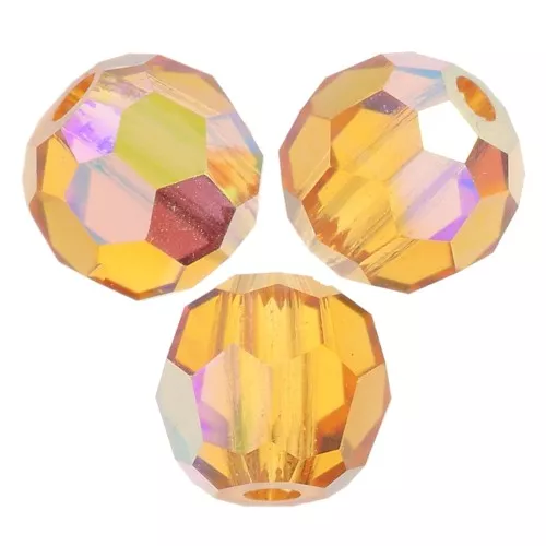 Perline sfaccettate rotonde di cristallo Preciosa 3mm - Topaz AB x20