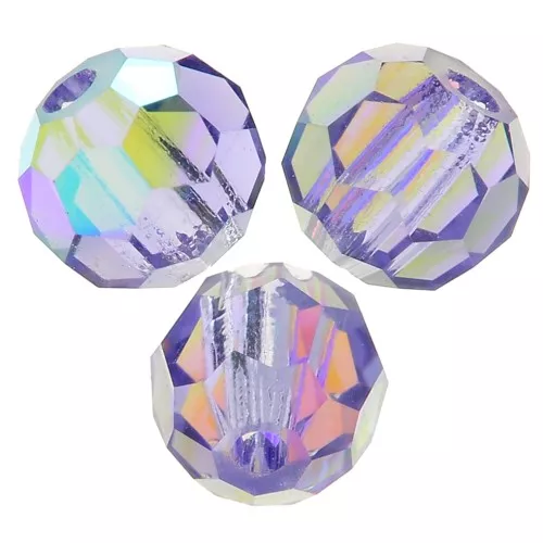 Perline sfaccettate rotonde di cristallo Preciosa 3mm - Tanzanite AB x20