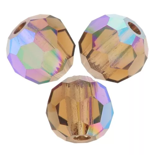 Perline sfaccettate rotonde di cristallo Preciosa 3mm - Smoked Topaz AB x20