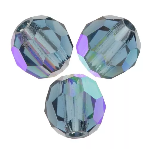 Perline sfaccettate rotonde di cristallo Preciosa 3mm - Montana AB x20