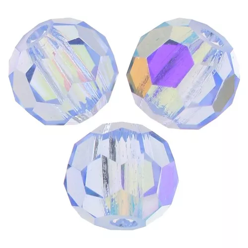 Perline sfaccettate rotonde di cristallo Preciosa 3mm - Light Sapphire AB x20