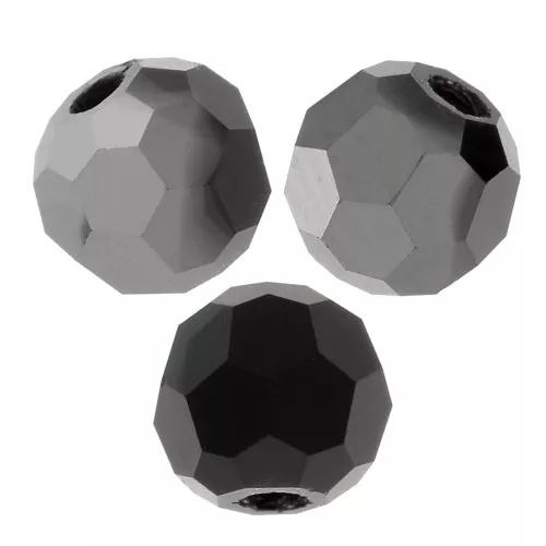 Perline sfaccettate rotonde di cristallo Preciosa 3mm - Jet Hematite Half x20