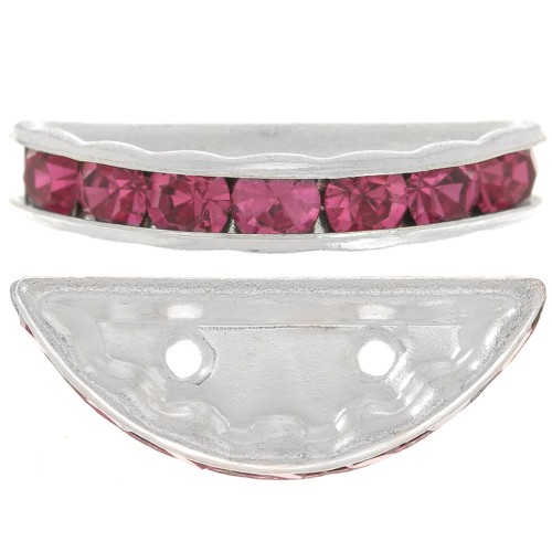 Rondella Mezza-Luna mm. 20x9 argentata Fucsia x1