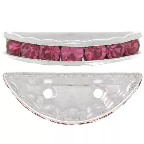 Rondella Mezza-Luna mm. 20x9 argentata Fucsia x1