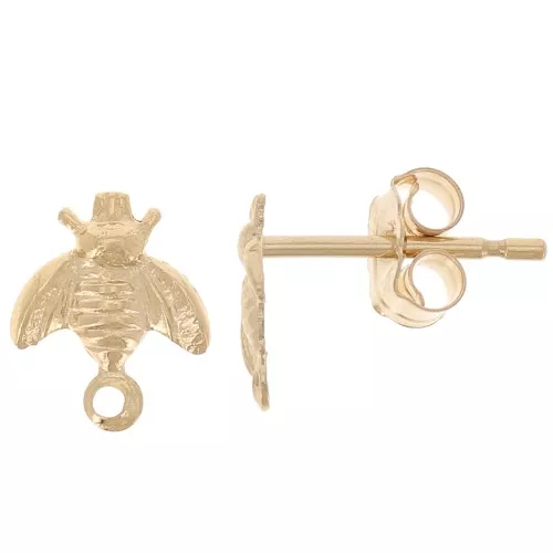 Orecchini perno 7,5x6 mm con anello chiuso - Gold filled x2