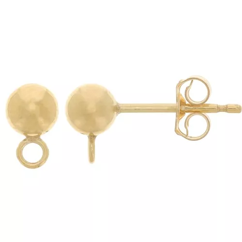 Orecchini perno 4 mm -anello perpendicolare - Gold filled x2