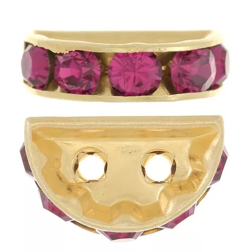 Rondella Mezza-Luna mm. 14x8 dorata Fucsia x1