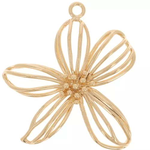 Pendente fiore cavo 26x28 mm Dorato in oro fino x1