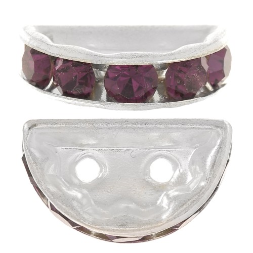 Rondella Mezza-Luna mm. 14x8 argentata Amethyst x1