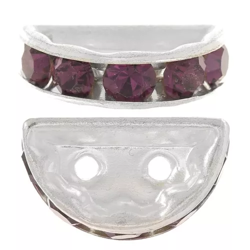 Rondella Mezza-Luna mm. 14x8 argentata Amethyst x1
