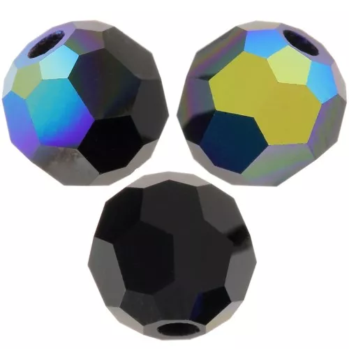 Perle sfaccettate rotonde Preciosa - Round Bead 4 mm Jet AB x20