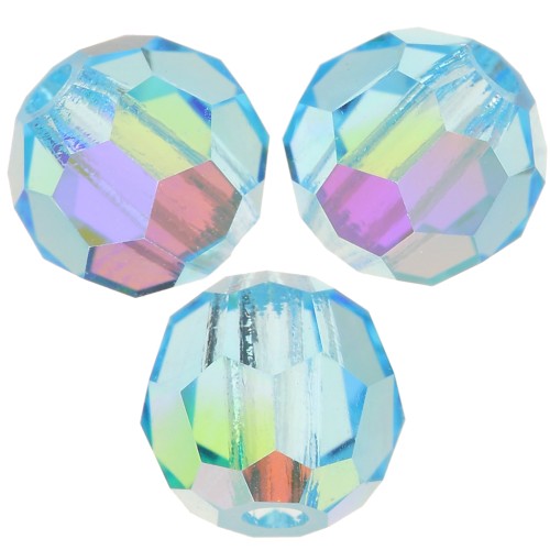 Perle sfaccettate rotonde Preciosa - Round Bead 4 mm  Aqua Bohemica AB x20