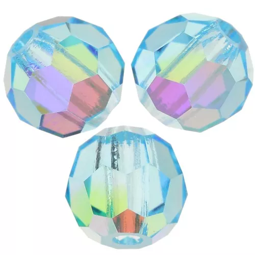 Perle sfaccettate rotonde Preciosa - Round Bead 4 mm Aqua Bohemica AB x20