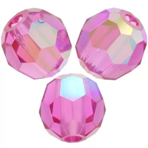 Perle sfaccettate rotonde Preciosa - Round Bead 4 mm Fuchsia AB x20