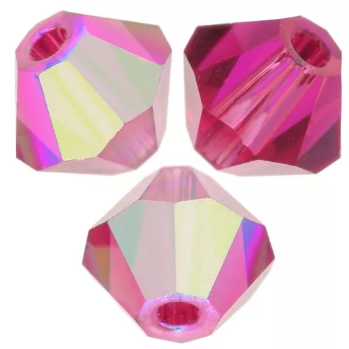 Biconi Preciosa 4 mm - MC Bead Rondell - Fuchsia Glitter x30