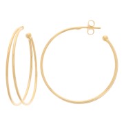 Orecchini doppio cerchio 38 mm - Dorato con oro fino x2