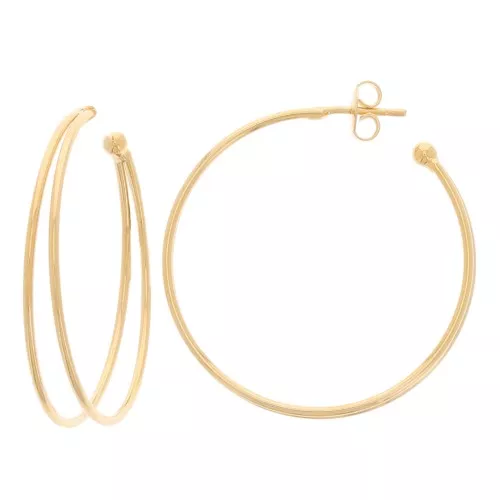 Orecchini doppio cerchio 38 mm - Dorato con oro fino x2