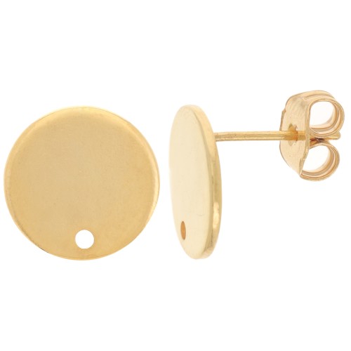 Orecchini a disco con un foro 12 mm -dorato oro fino x2