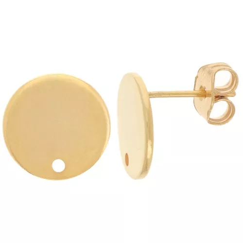 Orecchini a disco con un foro 12 mm -dorato oro fino x2